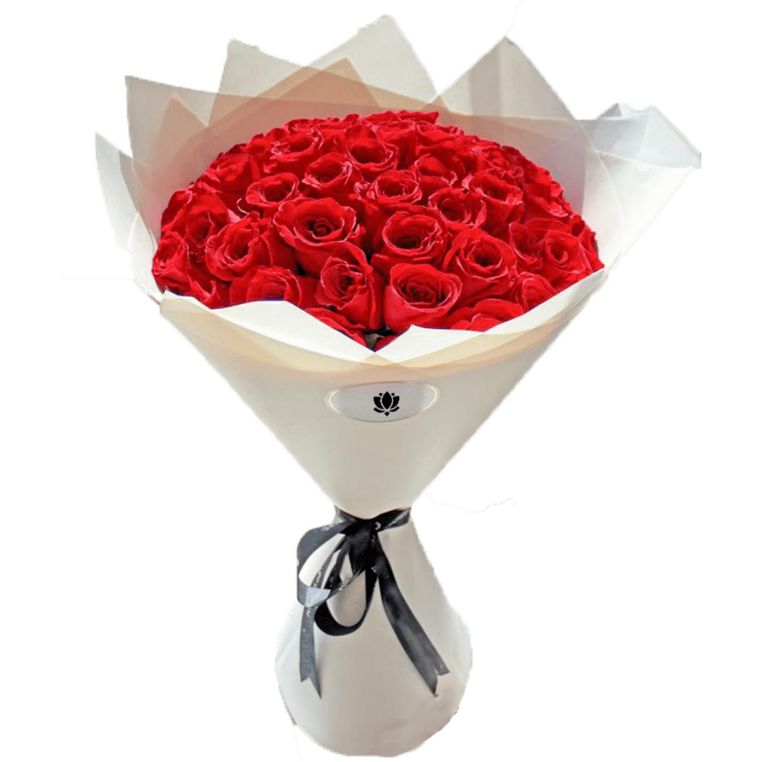 50 roses rouges longues tiges